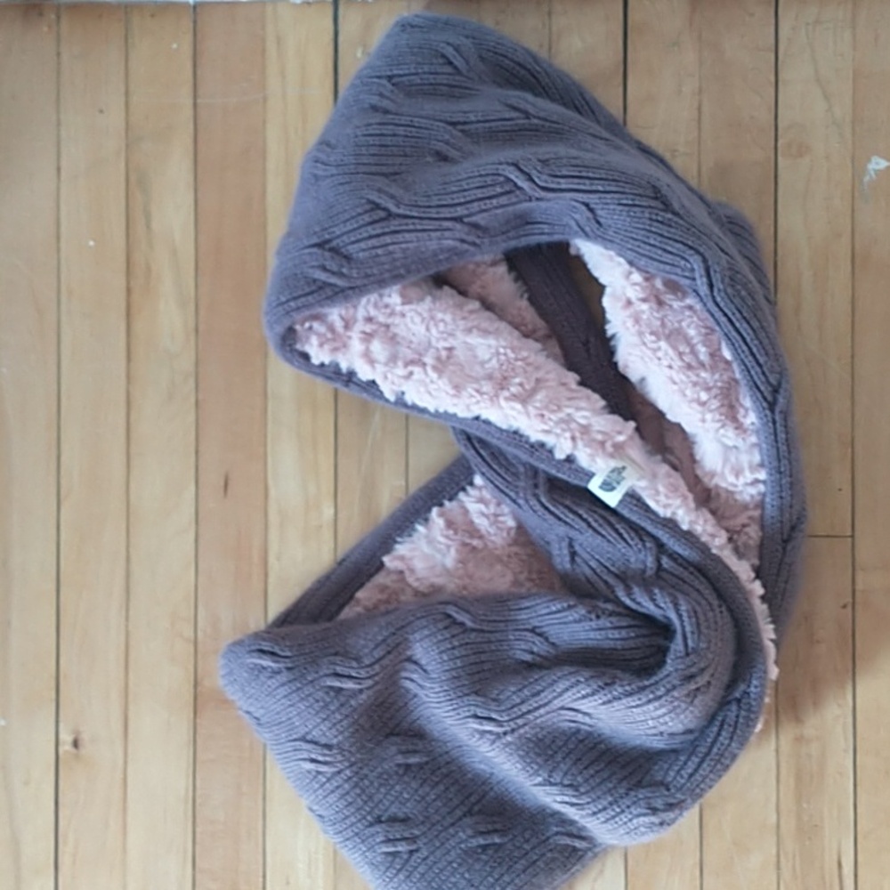 The North Face Kids Cable Knit Scarf -  Gray _pink